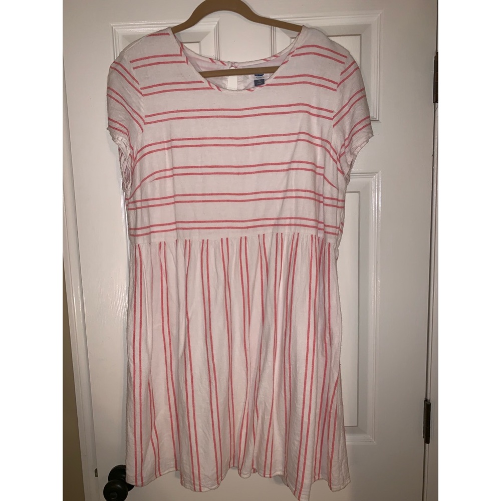 Old Navy pink/ off white striped dress Size XL